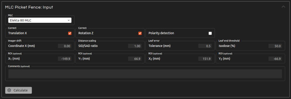 MLC Picket Fence: input
